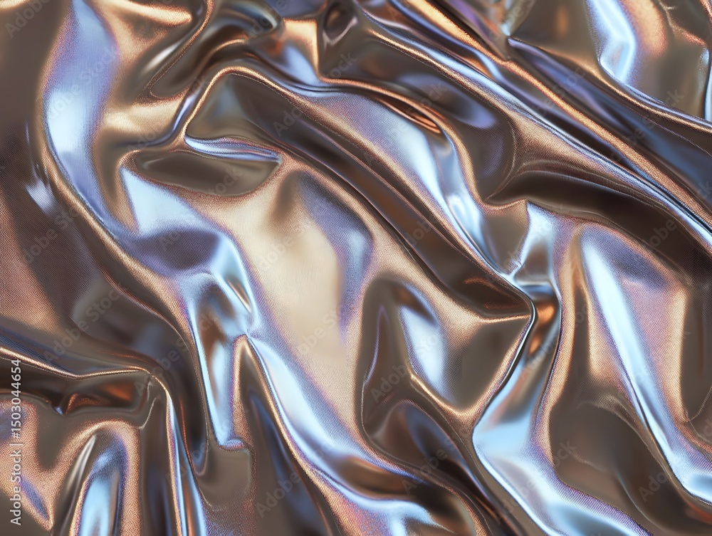Poster close-up of shiny, reflective fabric with abstract shapes and textures