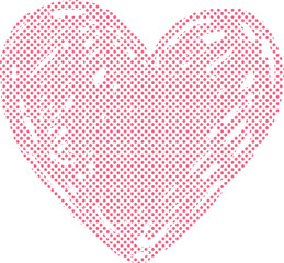 ピンクのハーフトーンの手描きハートイラスト 