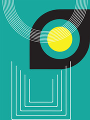 Modern Abstract Art with Geometric Shapes and Bold Colors
