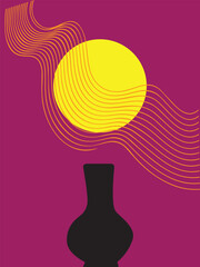 Contemporary Abstract Design Featuring Circles, Triangles, and Lines