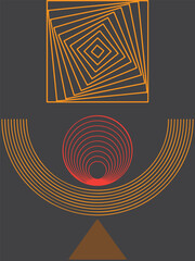 Contemporary Abstract Design Featuring Circles, Triangles, and Lines