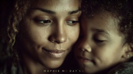 A loving mother tenderly embraces her young daughter in a heartwarming moment of quiet intimacy and affection.