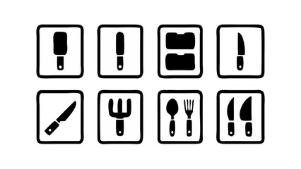 Simple black and white cutlery icons