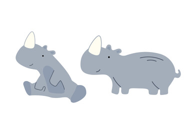 This nursery poster set displays adorable rhinos designed for children's rooms, perfect for creating an African animal theme with fun and charm for young ones.