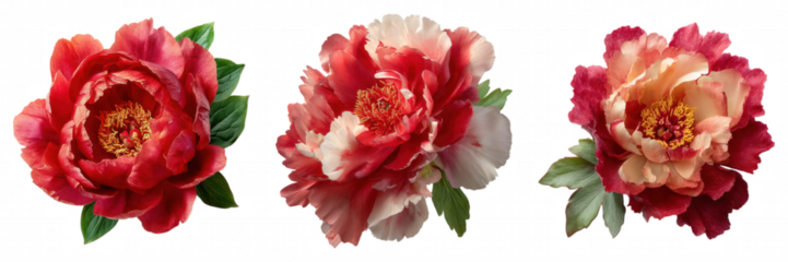 Red Peony Flower Arrangement on Transparent Background