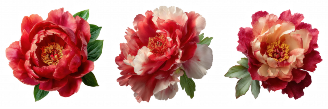 Red Peony Flower Arrangement on Transparent Background