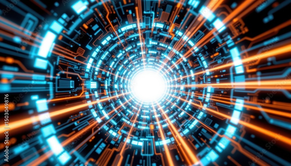 Poster exploring digital connections technology visualization virtual environment abstract viewpoint light 