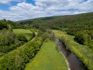 Aerial Views of Valley near Point de Vue du Congo, Ardennes, Belgium