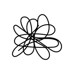 Abstract scribble drawing isolated on white background, chaotic line art