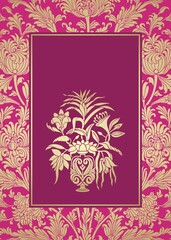 wedding card design, paisley floral pattern , India	