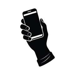 Hand Holding Phone Vector Silhouette
