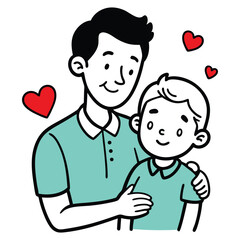 Hand drawn sketch of fatherly love vector illustration