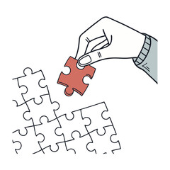Hand holding the puzzle piece, emphasizing the act of discovery or problem solving 