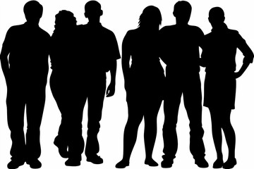 Silhouette Figures of Men and Women in Various Poses