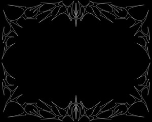 Neo tribal frame, cyber gothic style symmetrical shape, futuristic y2k abstract border vector isolation