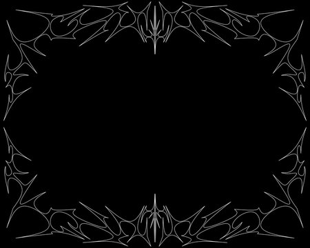 Neo tribal frame, cyber gothic style symmetrical shape, futuristic y2k abstract border vector isolation