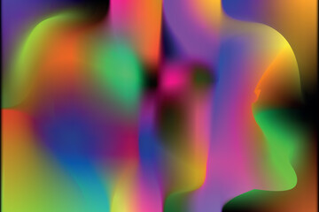 Colorful gradient shapes blending with smooth edges and dark contrast