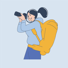 Female Traveler Taking Photos on an Adventure