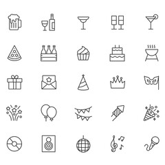 Celebration icons arrayed in grid format