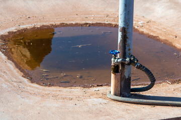 Water valve and connectors on a metal post