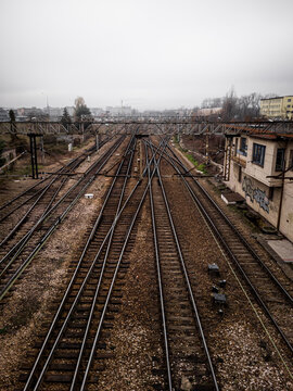 railroad tracks in the distance
