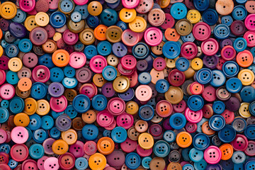 Fototapeta premium A detailed close-up of colorful sewing buttons, creating a textured background perfect for a creative design.