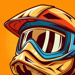 Obraz premium Close-up Illustration of a Motocross Helmet