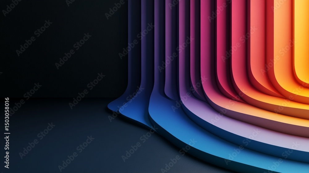 Aufkleber vibrant curved layers of color blend in a mesmerizing display, showcasing a spectrum from orange to 