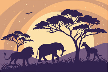 Obraz premium Silhouettes of the Wild