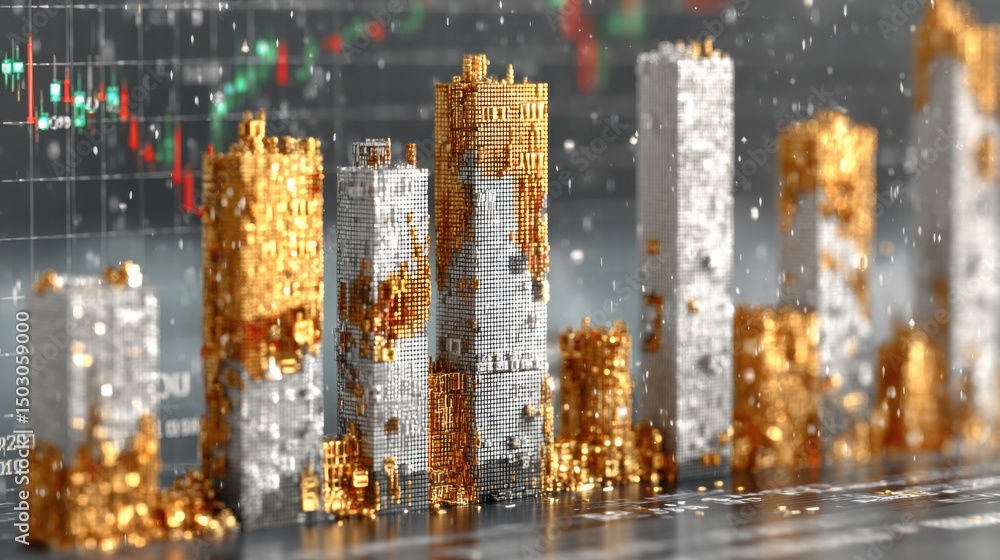 Poster advanced blockchain audited golden ratio cluster visualizer icon for financial market analysis and i