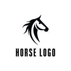 Silhouette Horse Head Vector Logo Design Template