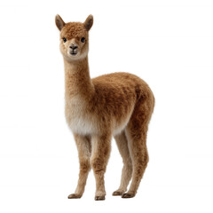 Obraz premium A cute baby guanaco stands proudly, showcasing its soft, furry coat and expressive eyes. Perfect for animal lovers and nature enthusiasts, this image captures youthful charm.