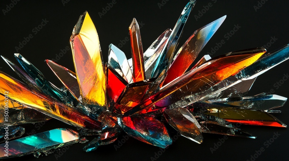 Poster vibrant and stunning, these crystal formations showcase an array of colors and dynamic shapes, perfe