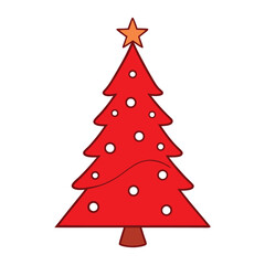 Fototapeta premium A bold red Christmas tree silhouette, simple yet festive, perfect for holiday designs. Its clean lines evoke warmth, joy, and classic seasonal charm. 