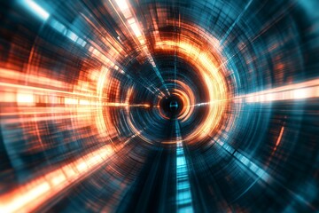 Obraz premium Abstract Digital Tunnel Of Light And Energy