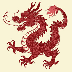 Chinese Dragon (龍) Silhouette and t shirt design with Zodiac Symbol and Crawling Details illustration vector design.