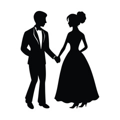 Couple Holding Hands Vector Silhouette