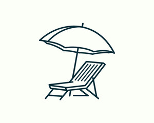 Beach chair and umbrella summer logo