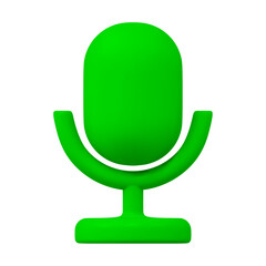 3d green microphone icon. Stock vector illustration on isolated background.