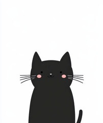Adorable Black Cat Illustration with Cute Facial Expression