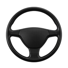 Black car steering wheel isolated on transparent background