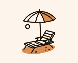 Outdoor chair and umbrella logo for summer