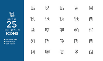 Report Icons – Vector Set of Profit, Graph, Chart, Analytics & Data Science Symbols