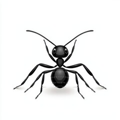 Fototapeta premium Detailed Black Ant on White Background Close Up