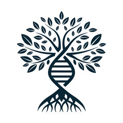 DNA Tree Vector Logo for Biotech and Nature Integration.