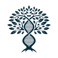 DNA Tree Vector Logo for Biotech and Nature Integration.
