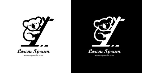 The logo design is in the form of a koala sleeping on a tree and has a modern style © Yohanes