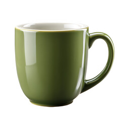 A green ceramic coffee mug isolated on transparent background