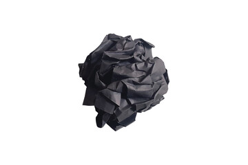 Fototapeta premium Black crumpled paper ball, Abstract black Crumpled Paper Ball on white Background