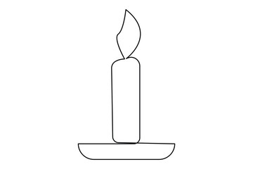 Minimalist single line drawing of a candle